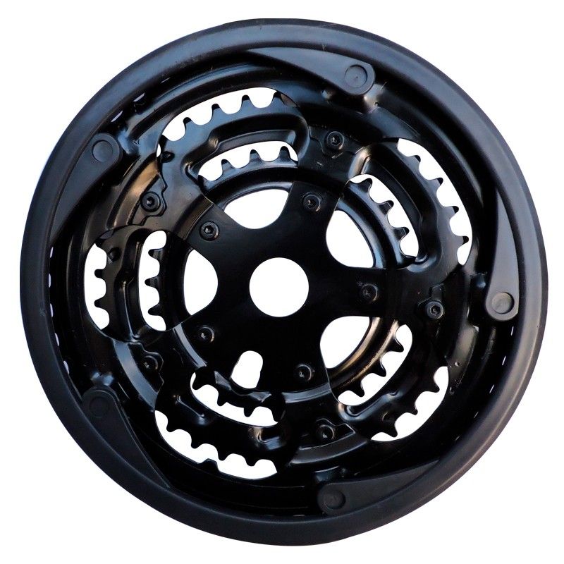 103226 (PLATO CIGUEÑAL TRIPLE NEGRO INDX CON CUBRE CADENA)