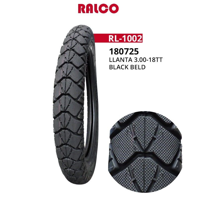 (180725) LLANTA 3.00-18TT BLACL BELT 1002 RALCO