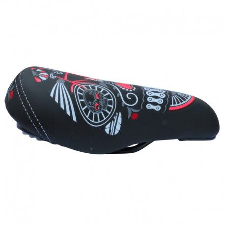 (012066) ASIENTO R-16 SKULL BIKES VERDE S/BROCHES CON TAPA SELLADO