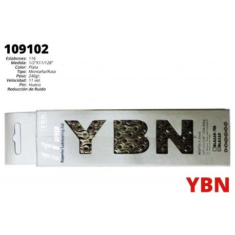 (109102) CADENA PLATA 11S 1/2X11/128X116 YBN