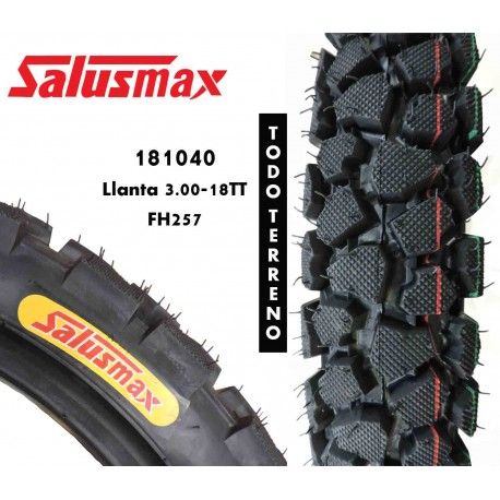 (181040)Llanta 3.00-18 TT FH257 TODO TERRENO SALUSMAX