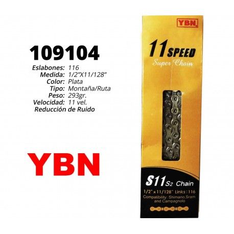 (109104) CADENA YBN PLATA 11S 1/2X11/128 X1 16L
