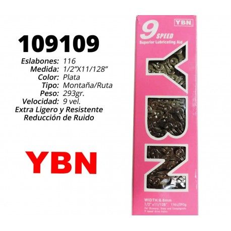 (109109) CADENA YBN PLATA 9S 1/2X11/128 X116L H9-