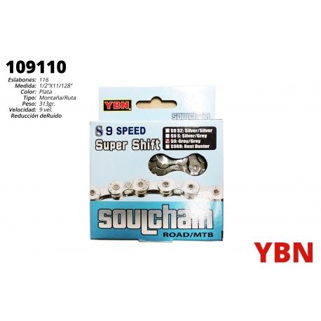(109110) CADENA YBN PLATA 9S 1/2 X 11/128 X 116LH9-S