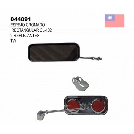 (044091) ESPEJO CROMADO 2 REFLEJANTES RECTANGULAR CL-102 TW