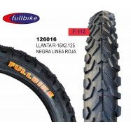 (126016) LLANTA R-16 X 2.125 F-112 NEGRA LINEA ROJA FULLBIKE