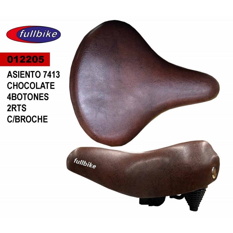 (012205) ASIENTO 7413 CHOCOLATE 4 BOTONS 2 RTS CON BROCHE FULLBIKE