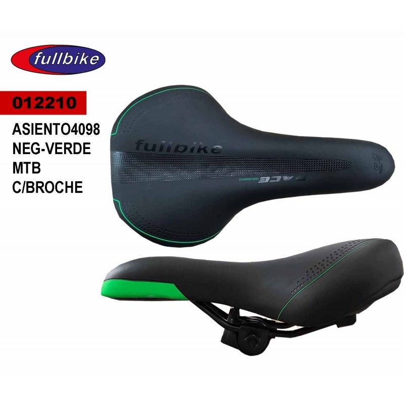 (012210) ASIENTO 4098 R-26 NEGRO-VERDE MTB CON BROCHE