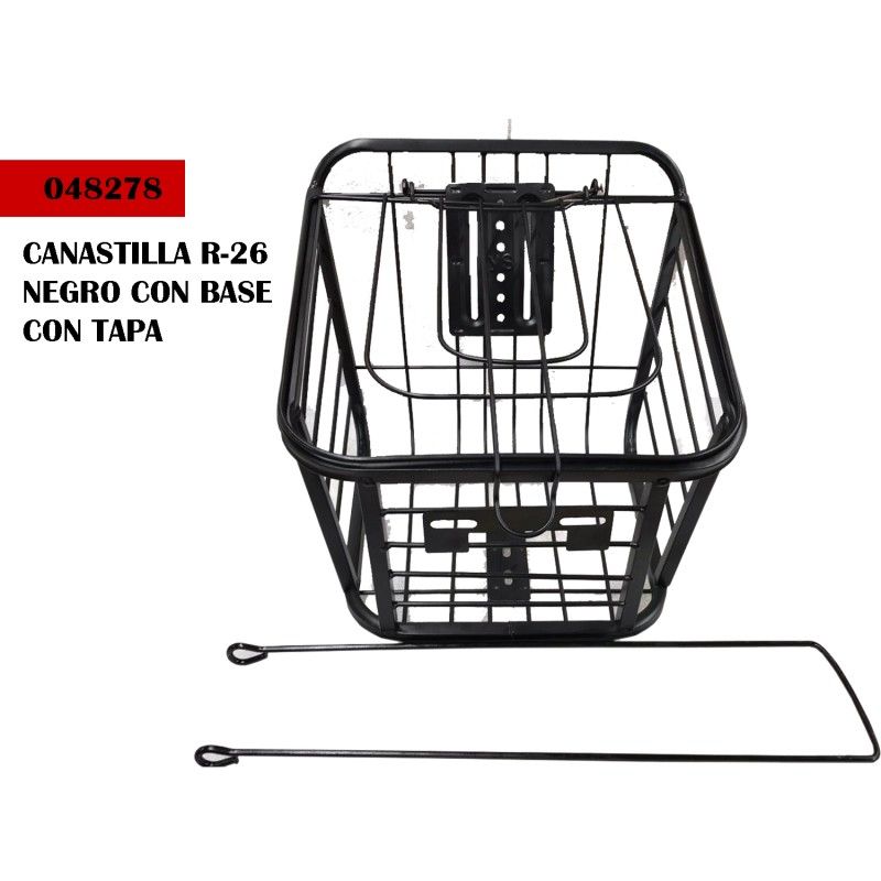 (048278) CANASTILLA 26 NEGRO C/ BASE PLAT-HB