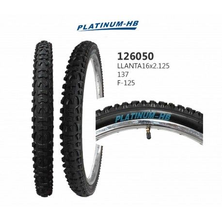 (126050) LLANTA 16X2.125 NEG 137 PLATINUM-HB