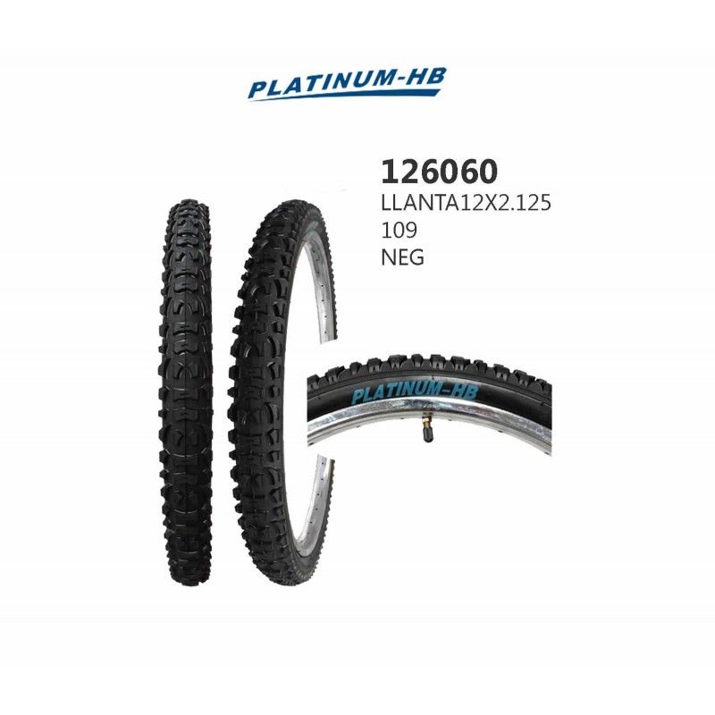 (126060) LLANTA 12X2.125 NEG 109 PLATINUM-HB