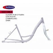 (022115BLA) CUADRO CON TIJERA R-26 FULLBIKE DAMA BLANCO CON PIVOTE CENTRO AMERICANO