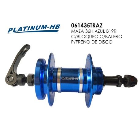 (061435TRAZ) MAZA TRASERA 36H AZUL B19R CON BLOQUEO PARA FRENO DE DISCO CON BALERO PLATINUM HB