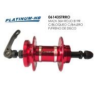 (061435TRRO) MAZA TRASERA 36H ROJO B19R CON BLOQUEO PARA FRENO DE DISCO CON BALERO PLATINUM HB