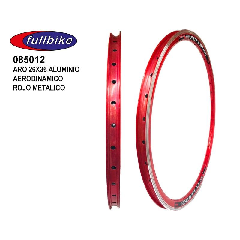 (085012) ARO 26X36 ALUMINIO AERODINAMICO  FULLBIKE ROJO METALICO