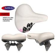 (012216) ASIENTO FULLBIKE BLACO CON FLORES 2 RESORTES C/BROCHE