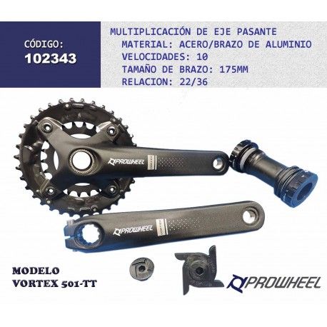 (102343) MULT 22/36T VORTEX-501-TT 175m 10V PROWHEEL