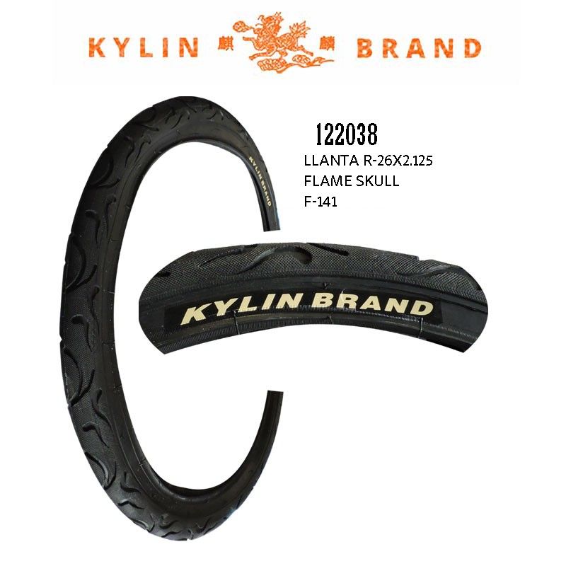 (122038) LLANTA R-26X2.125 FLAME SKULL F-141 KYLIN BRAND