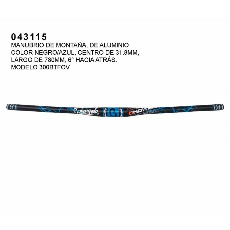 (043115) MANUBRIO DE MONTAÑA DE ALUMINIO COLOR NEGRO/AZUL 31.8 GUIENGOLA