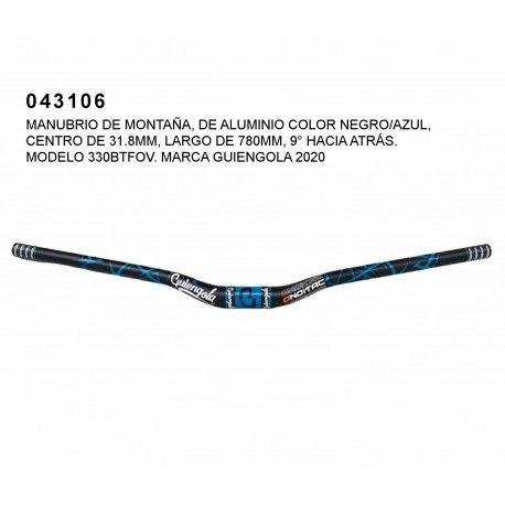 (043106) MANUBRIO DE MONTAÑA DE ALUMINIO COLOR NEGRO/AZUL CENTRO DE 31.8 GUIENGOLA