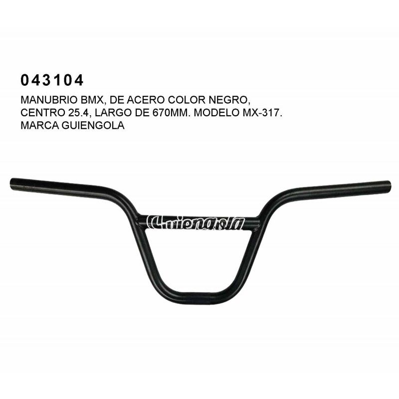 (043104) MANUBRIO BMX DE ALUMINIO CENTRO DE 25.4 GUIENGOLA