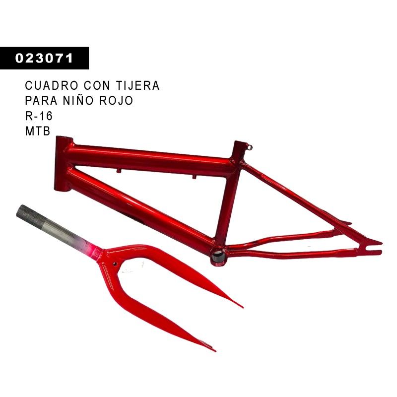 (023071) CUADRO CON TIJERA R- 16 NIÑO MTB rojo