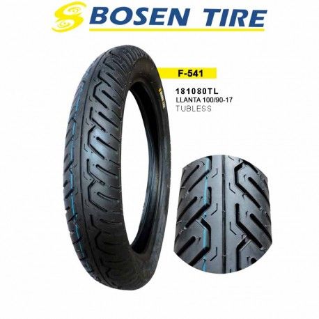 (181080TL) LLANTA 100/90-17 BOSEN F-541TUBLESS