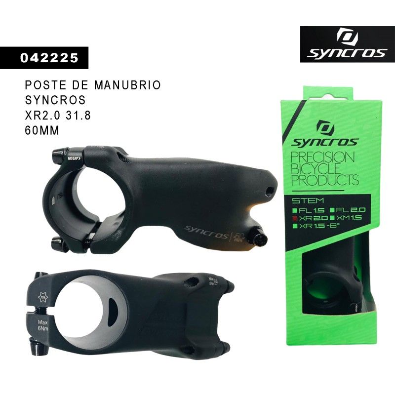 (042225) POSTE DE MANUBRIO SYNCROS XR2.0 31.8 60MM NG21