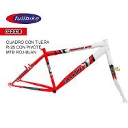 (022038) CUADRO CON TIJERA C/PIVOTE 26" MTB FULBIKE ROJO/BLANCO FULLBIKE