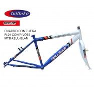 (022137) CUADRO CON TIJERA R-24 MTB BLANCO CON AZUL FULLBIKE