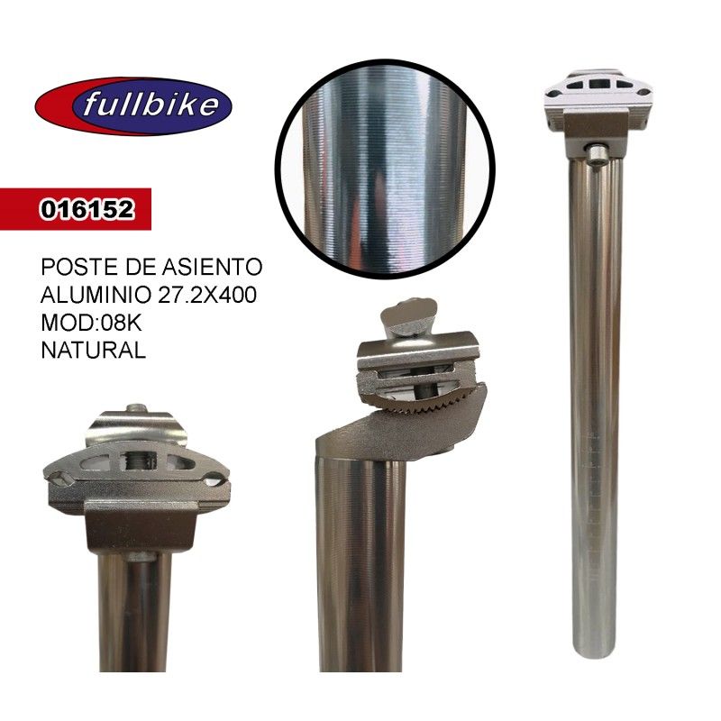 (016152) POSTE PARA ASIENTO DE ALUMINIO 27.2X400 MODELO 08K  NATURAL