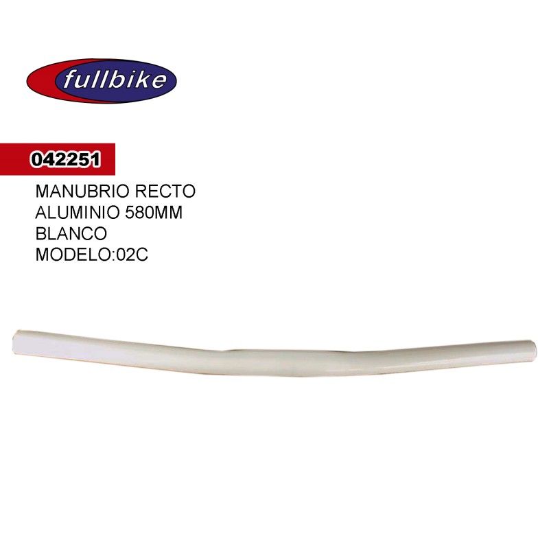 (042251) MANUBRIO RECTO 02C ALU 580MM BLANCO