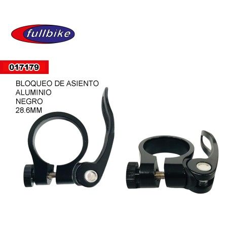 (017179) ABRAZADERA CON BLOQUEO PARA POSTE DE ASIENTO ALUMINIO NEGRO  28.6MM FULLBIKE