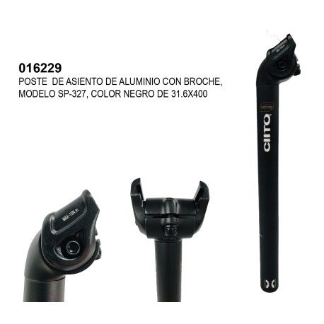 (016229) POSTE DE ASIENTO DE ALUMINIO CON BROCHE, MODELO SP-327, COLOR NEGRO, DE 31.6X400 HOLLER CIITO