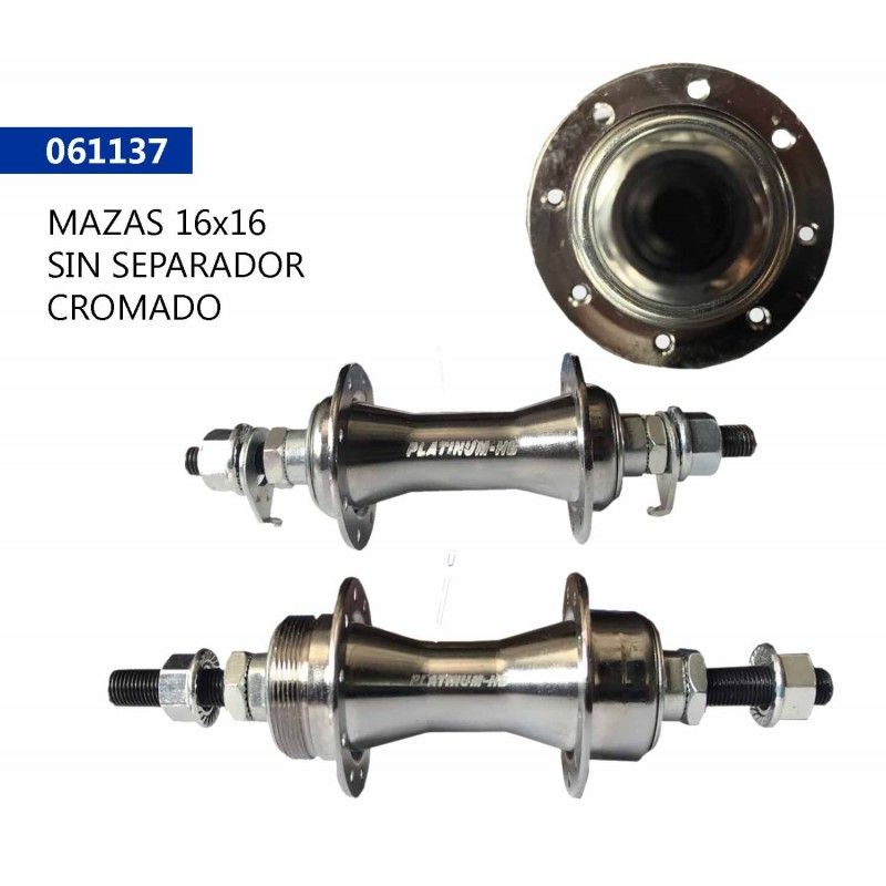 (061137) MAZA TRASERA 16X16 SIN SEPARADOR CROMADO PLATINUM-HB