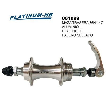 (061099) MAZA TRASERA 36-14G ALUMINIO CON BLOQUEO BALERO SELLADO PLATINUM-HB