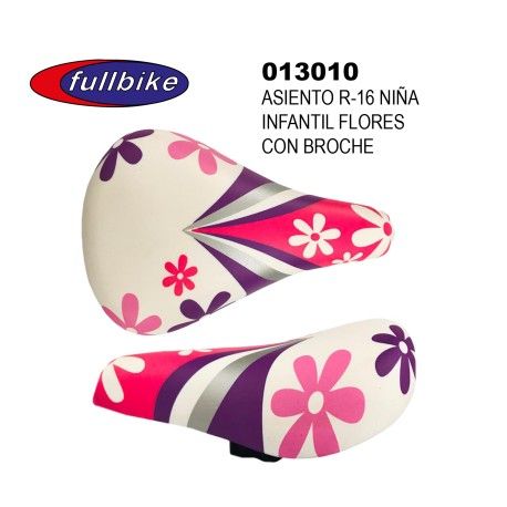 (013010) ASIENTO R16 NIÑA INFANTIL FLORES FULLBIKEK C/BROCHE