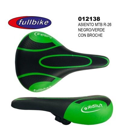 (012138) ASIENTO MTB FULLBIKE NEGRO/VERDE C/BROCHE  Mod: 6088