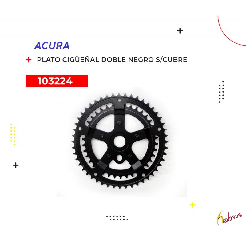 (103224) PLATO CIGUEÑAL DOBLE NEGRO S/CUBRE CADENA