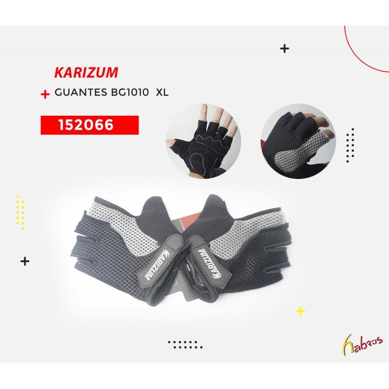 (152066) GUANTES MEDIOS DEDOS COLOR: NEGRO  TALLA: XL KARIZUM