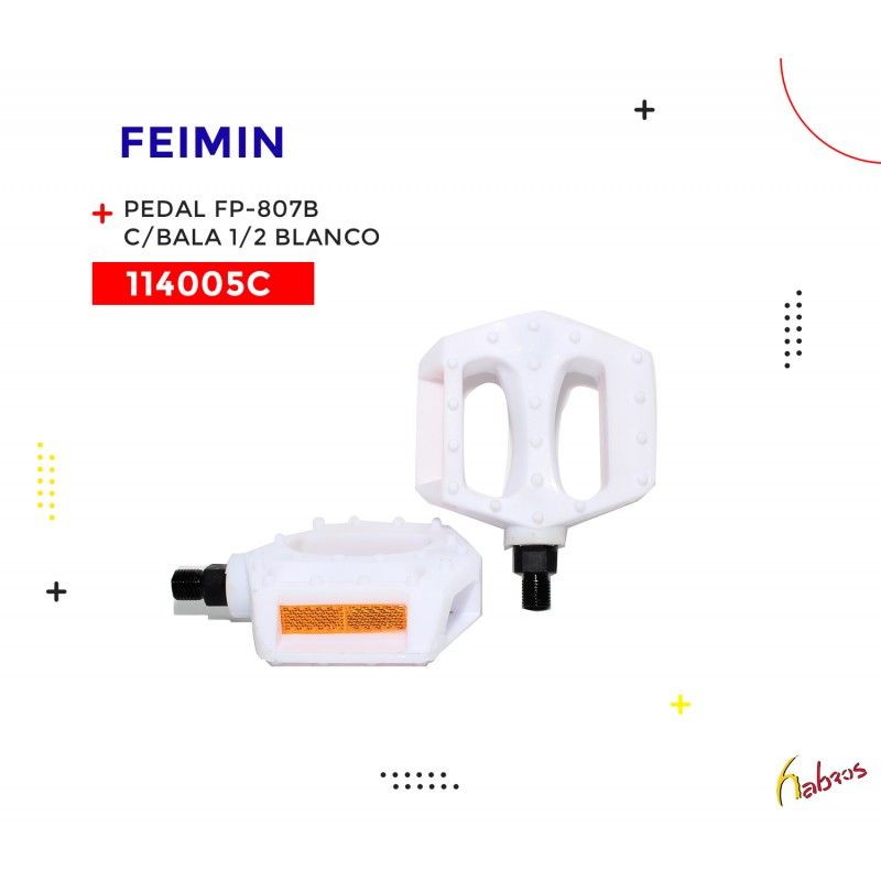(114005C) PEDAL FP-807B CON BALA 1/2  BLANCO FEIMIN