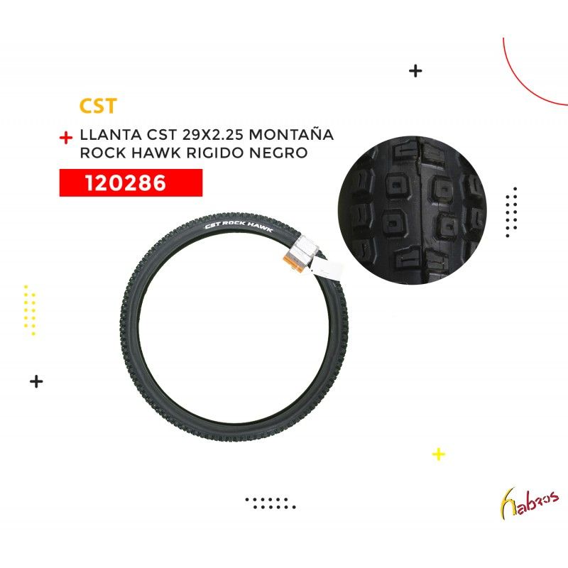 (120286) LLANTA CST 29 X 2.25 MONTAÑA ROCK HAWK RIGIDO NEGRO