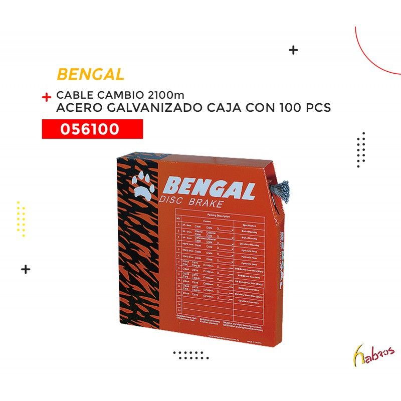 (056100) CABLE DE CAMBIO 2100MM ACERO GALVANIZADO BENGAL
