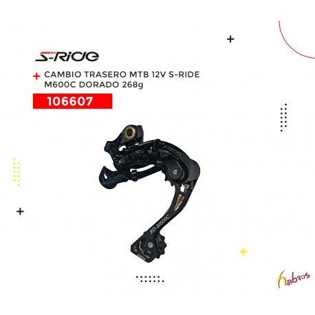 (106607) CAMBIO TRASERO M600C NEGRO CON DORADO MTB  12VEL S-RIDE