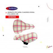 (013018) ASIENTO R12 NIÑA CUADROS ROSA FULLBIKE C/BROCHE