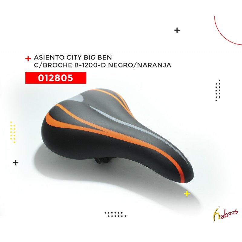 (012805) ASIENTO CITY BIG BEN  CON BROCHE B-1200-D  NEGRO NARANJA