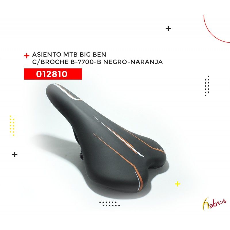 (012810) ASIENTO MTB BIG BEN CON BROCHE B-7700-B  NEGRO/NARANJA
