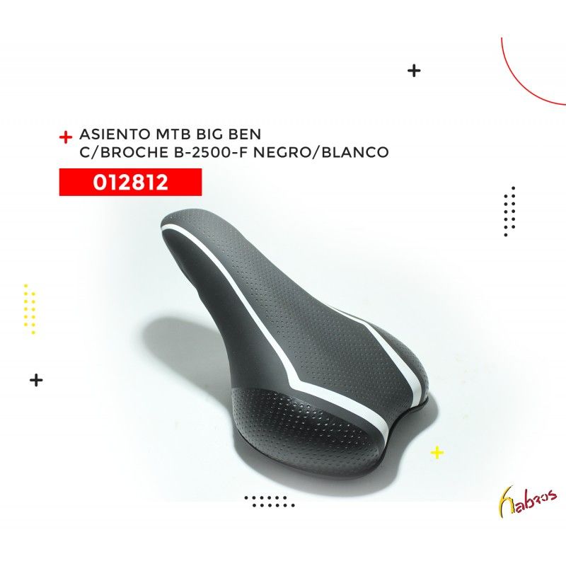 (012812) ASIENTO MTB CON BROCHE B-2500-F NEGRO CON BLANCO BIG BEN