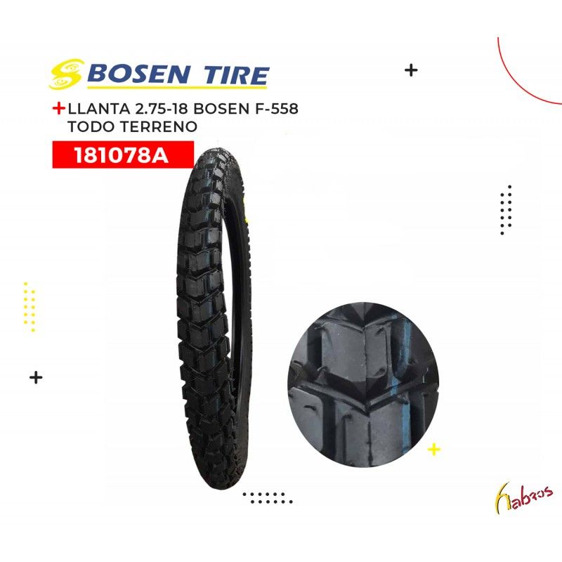 (181078A) LLANTA 2.75-18 BOSEN F-558 TODO TERRENO