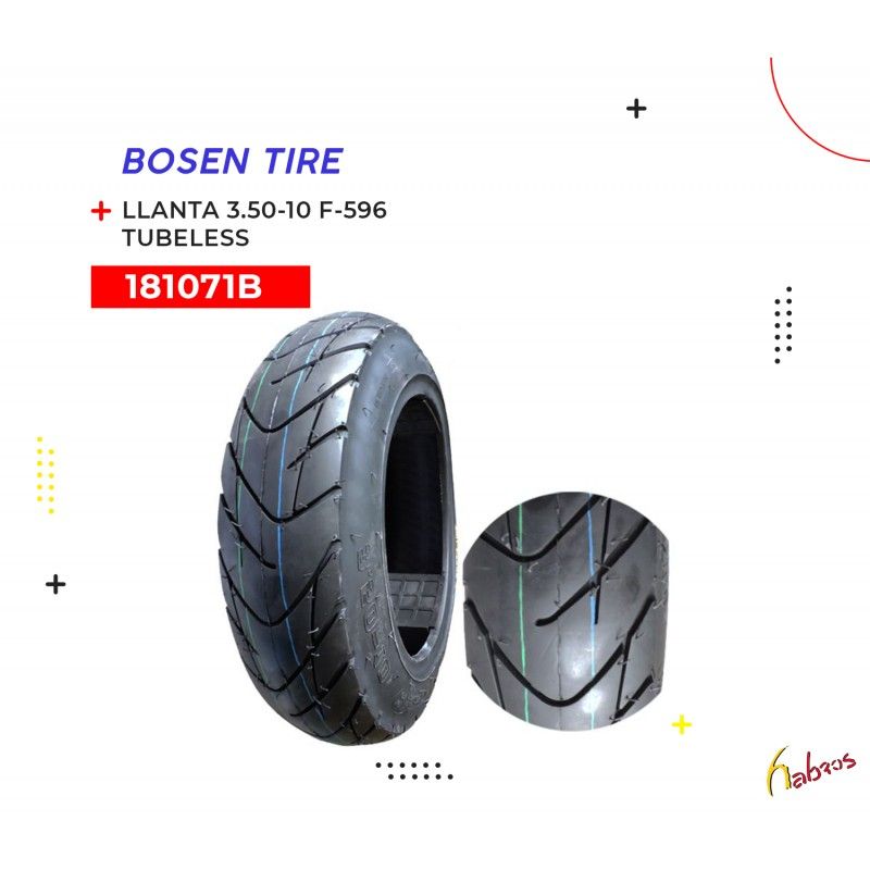 (181071B) LLANTA 3.50-10 TUBLESS F-596 BOSEN